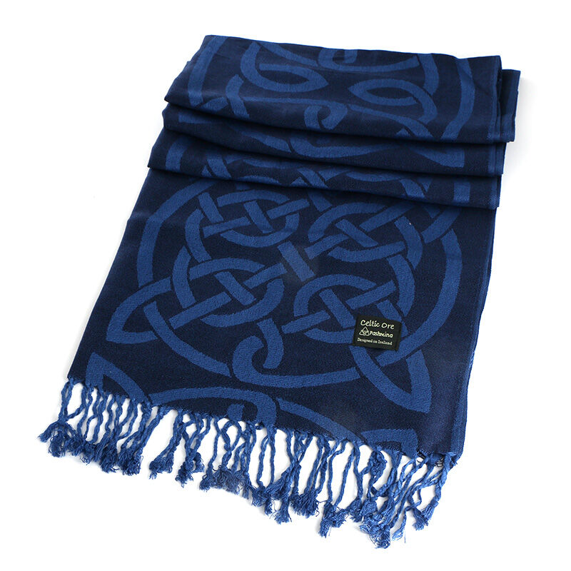 Celtic Knotwork Pashmina Scarf Navy Blue